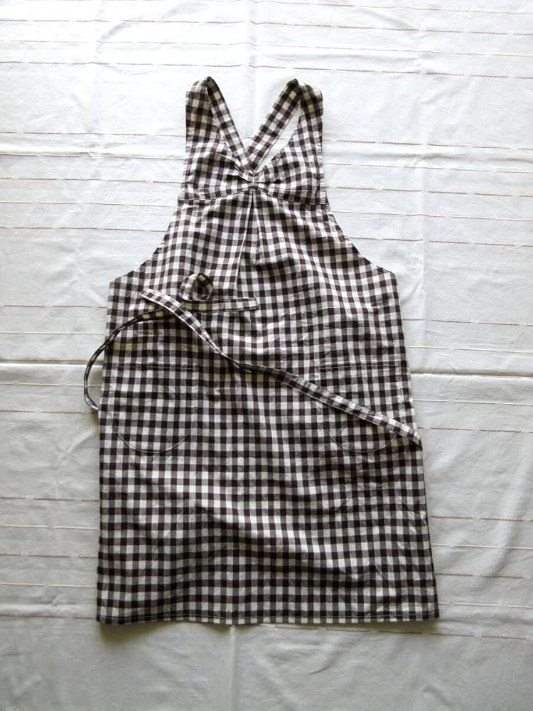 Amazon.co.jp: 栗原はるみ エプロン ブラウン 茶色 チェック柄